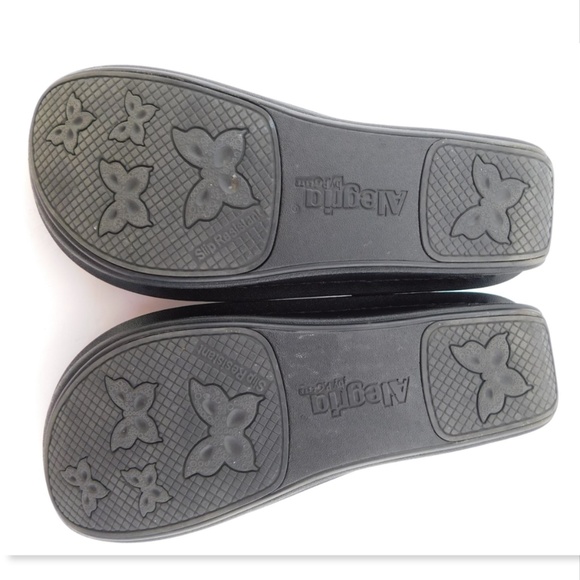 ALEGRIA Black Textured Mary Jane Platform Flats 37 - Picture 6 of 8